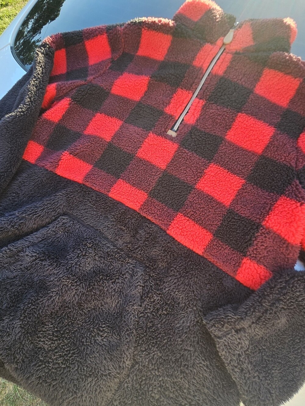 Nellie Mae Buffalo Plaid Sherpa Fleece Quarter Size M